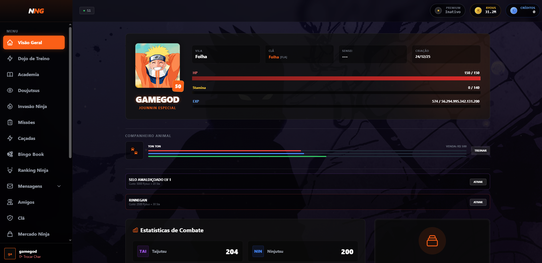Painel Geral e Visão de Status